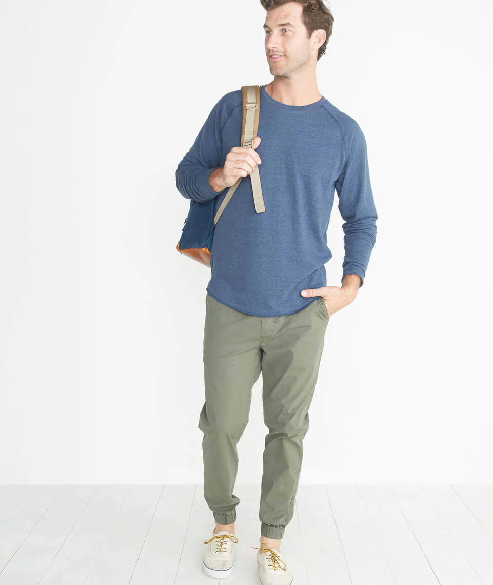 Double Knit Baseball Raglan in Deep Denim
