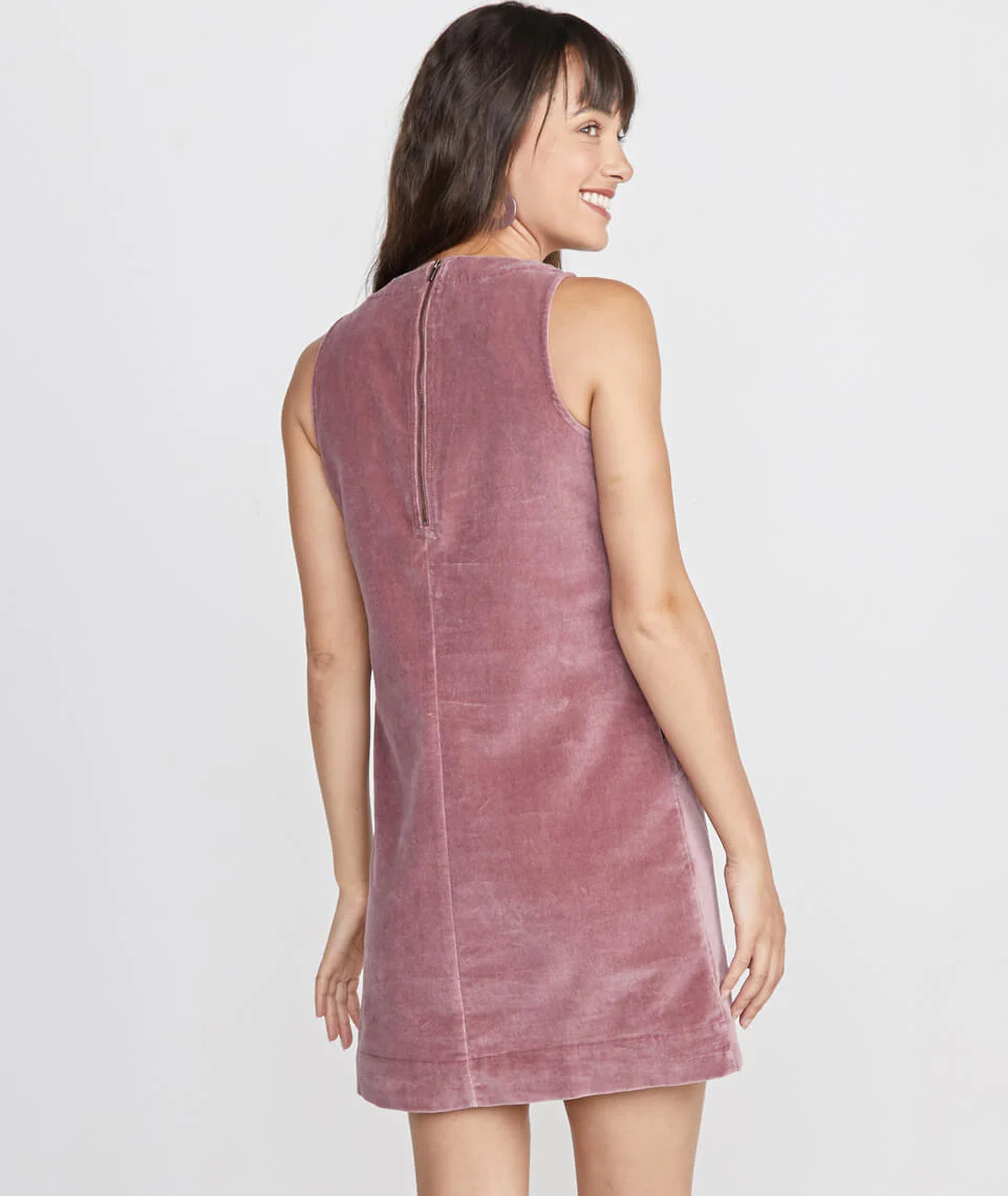 Cizon Velvet Shift Dress in Mauve