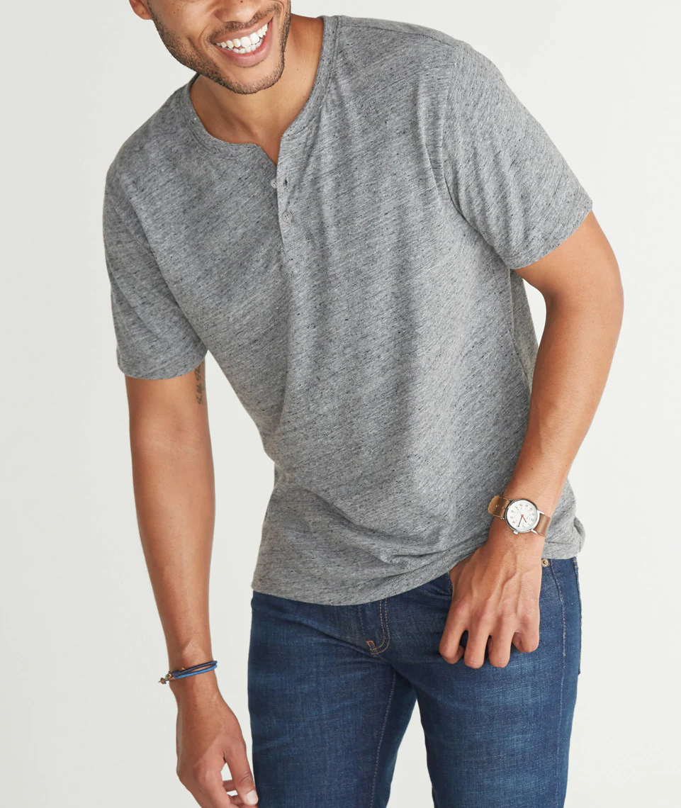 Shortsleeve Henley in Flax Grey