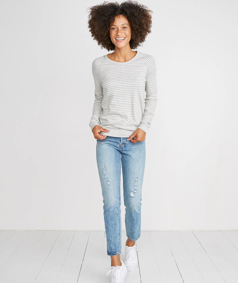 Radley Reversible Raglan in Heather Grey/Cream