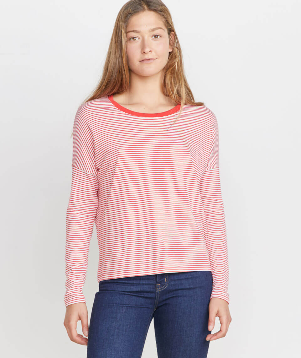 Valerie Longsleeve in Poinciana/White