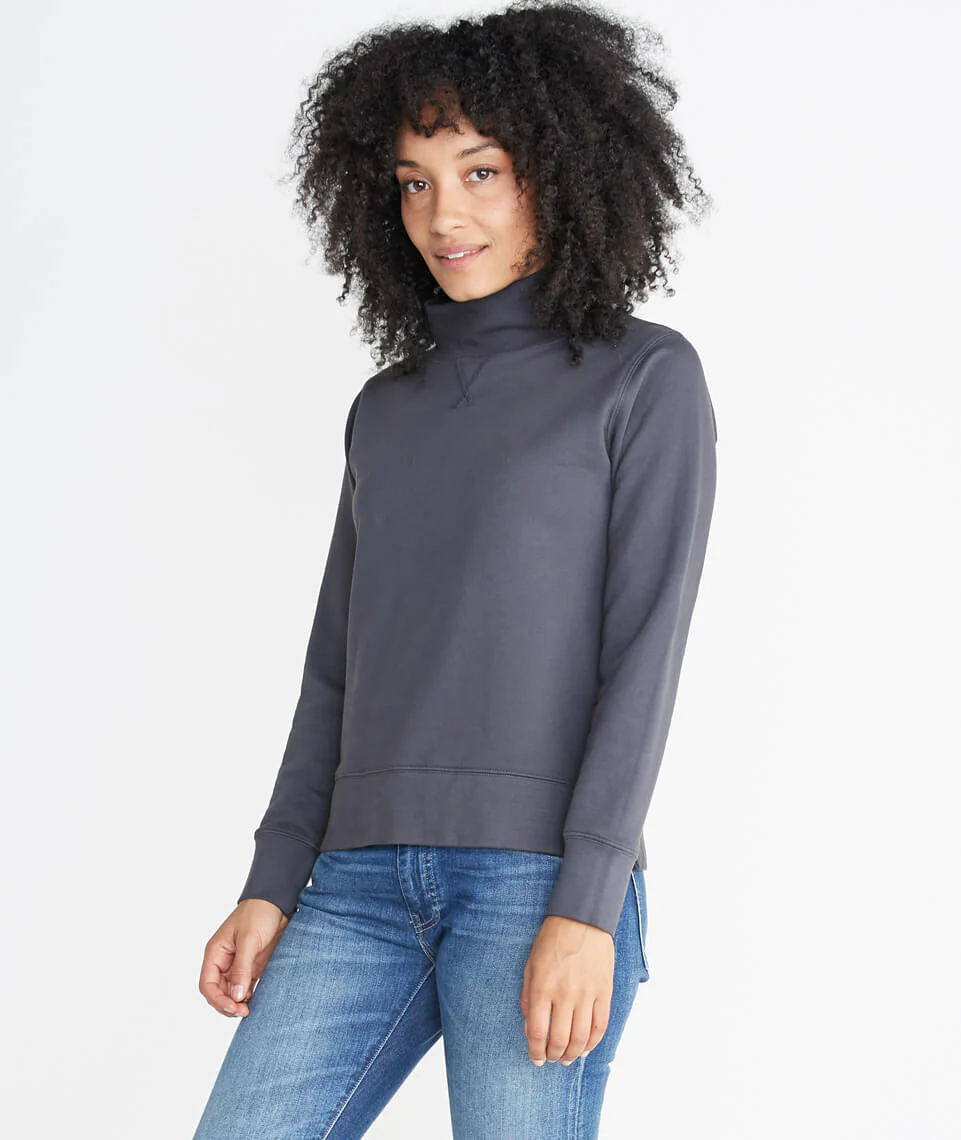 Evie Funnel Neck Sweatshirt in Faded Black
