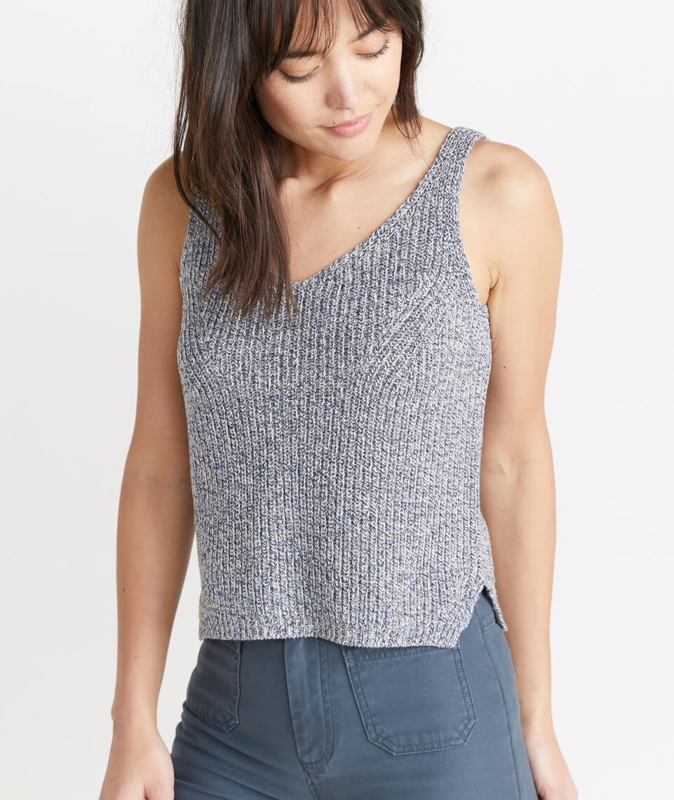 Helena Tank in Marled Blue
