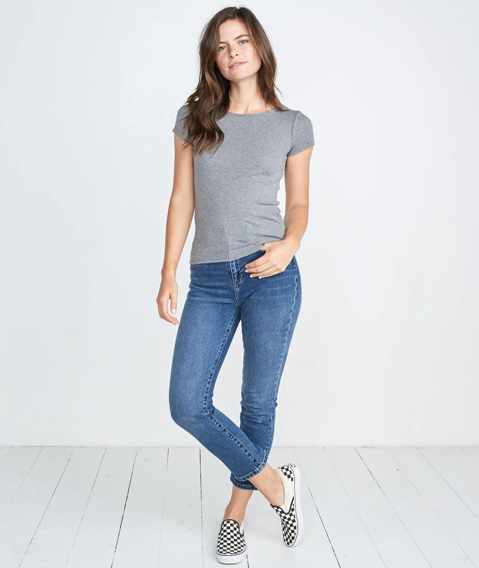 Lila Rib Scoopneck in Heather Grey