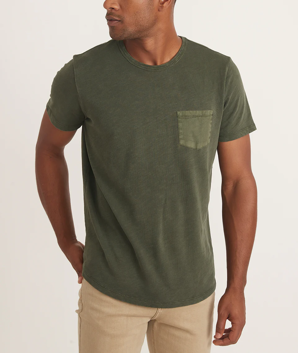 Vintage Heavy Slub Pocket Tee in Dark Forest