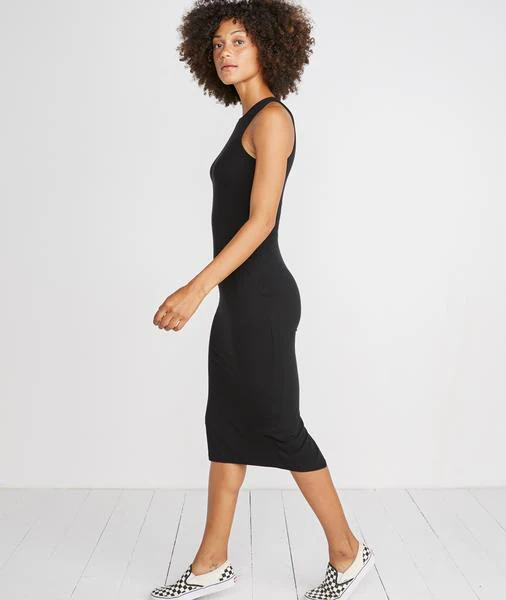 Lexi Daytime Dress in Black Rib