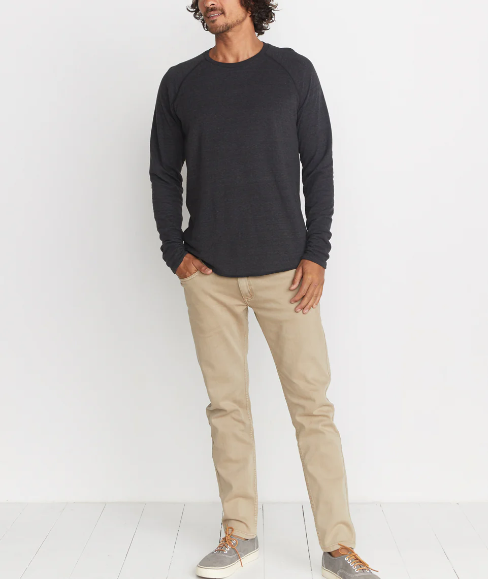 Double Knit Baseball Raglan in Faded Black