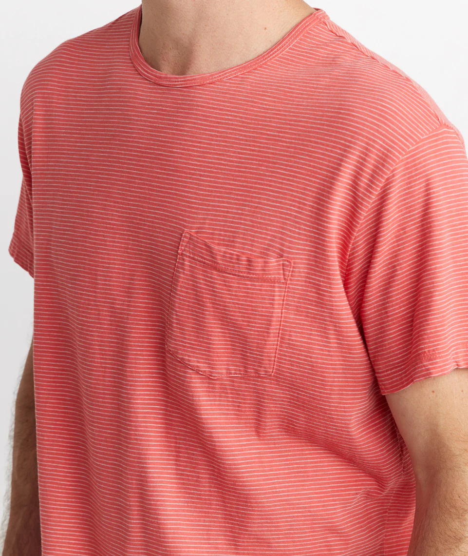 Saddle Pocket Tee in Red Stripe