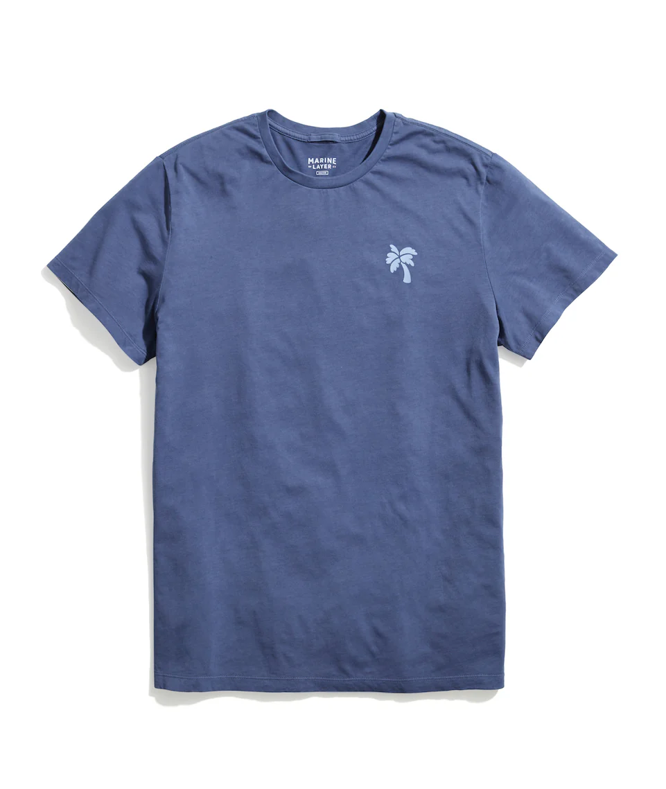 Signature Crew Graphic Tee in Dark Denim - Bottoms Up