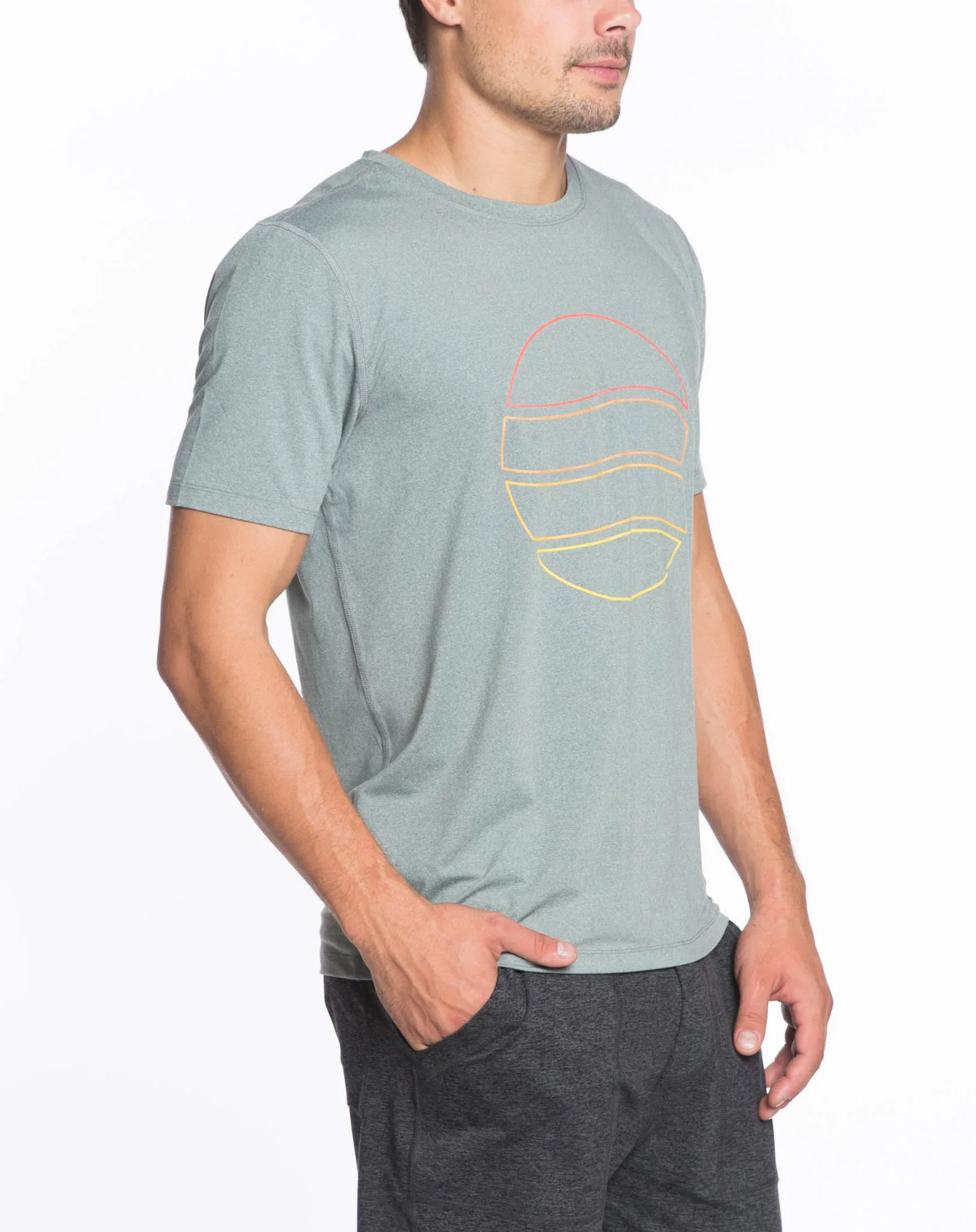 Rise Shortsleeve Crewneck - Heather Grey Sun Graphic