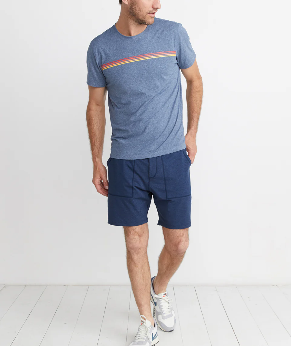 Sunset Stripe Sport Crew in Blue Heather