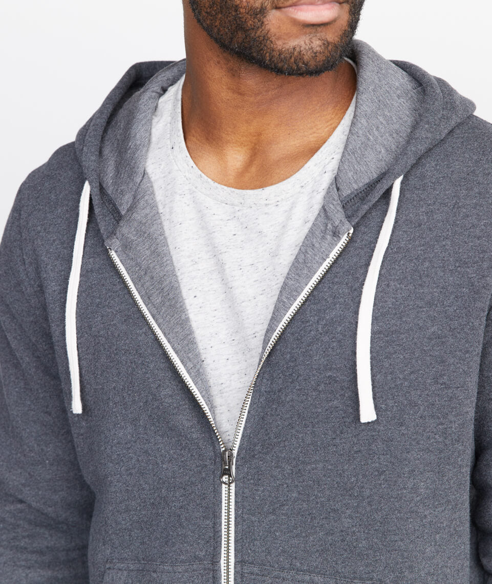 Signature Zip Lined Hoodie in Dark Charcoal
