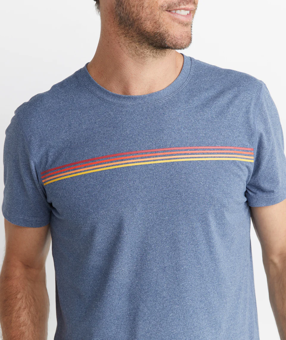Sunset Stripe Sport Crew in Blue Heather