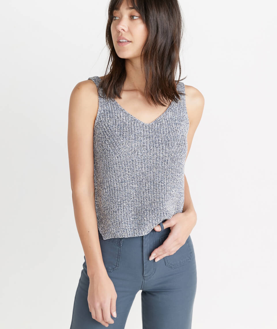 Helena Tank in Marled Blue
