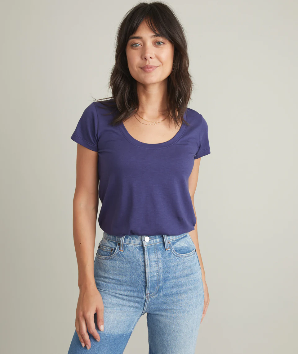 Scoop Neck Tee in Patriot Blue