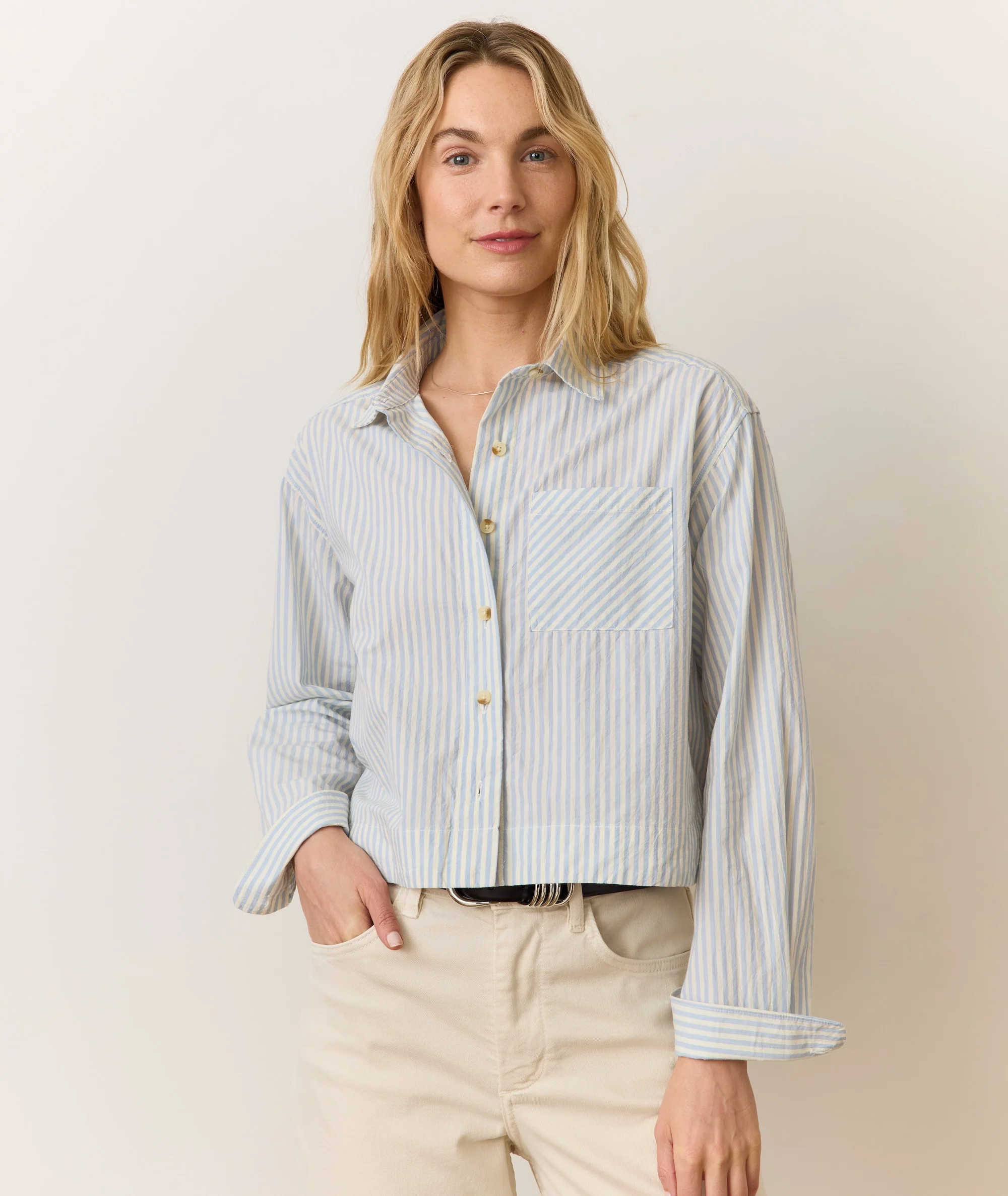 Mia Cropped Shirt in Cali Poplin