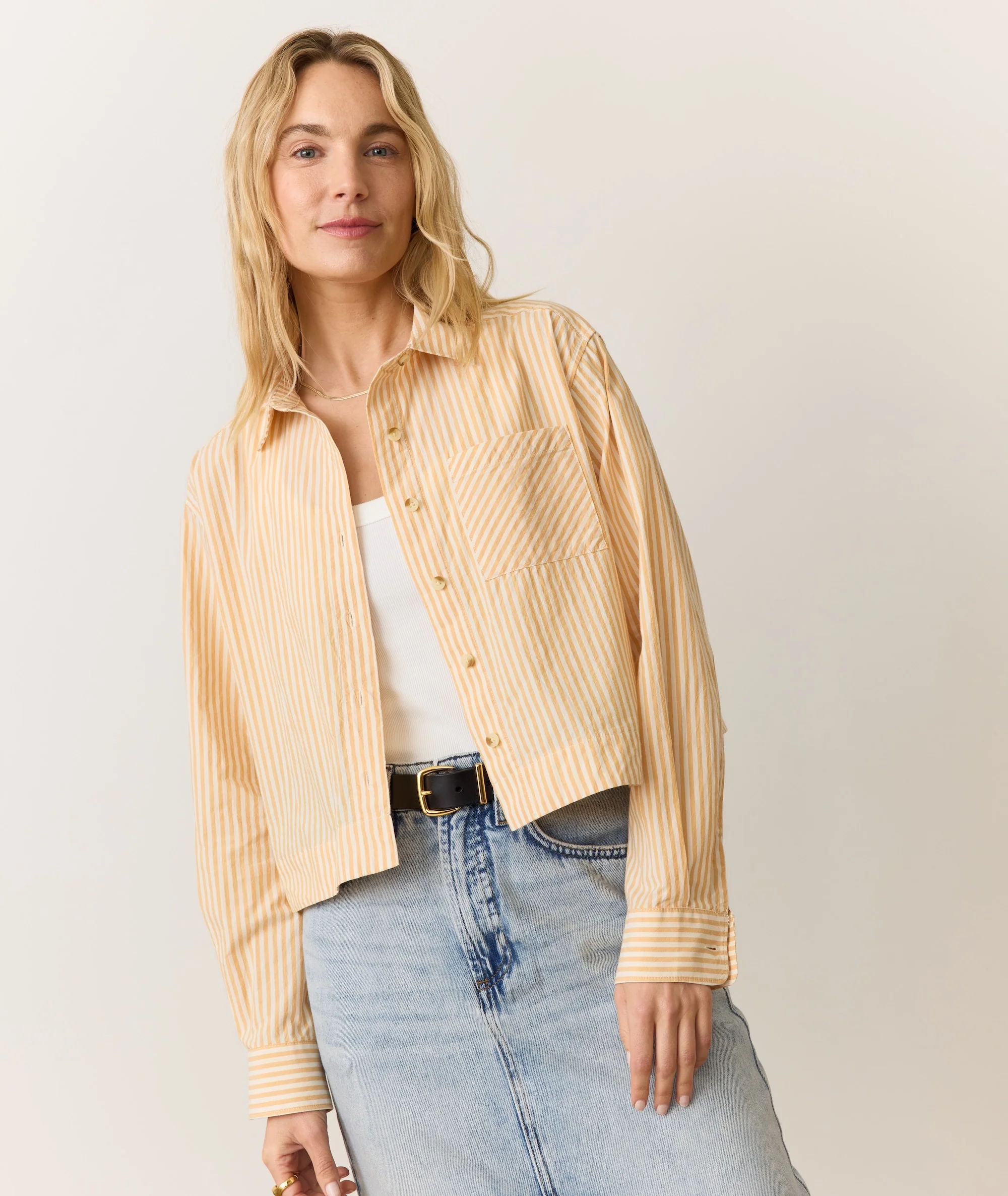 Mia Cropped Shirt in Cali Poplin