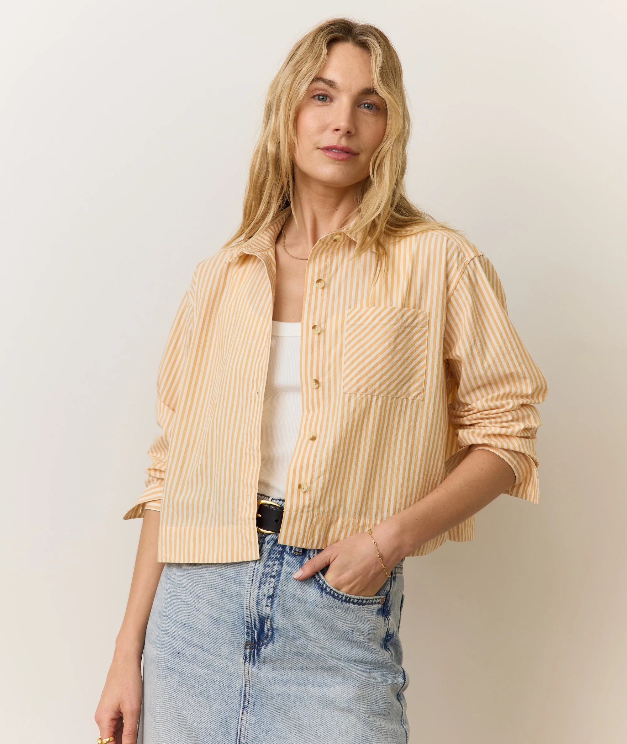 Mia Cropped Shirt in Cali Poplin