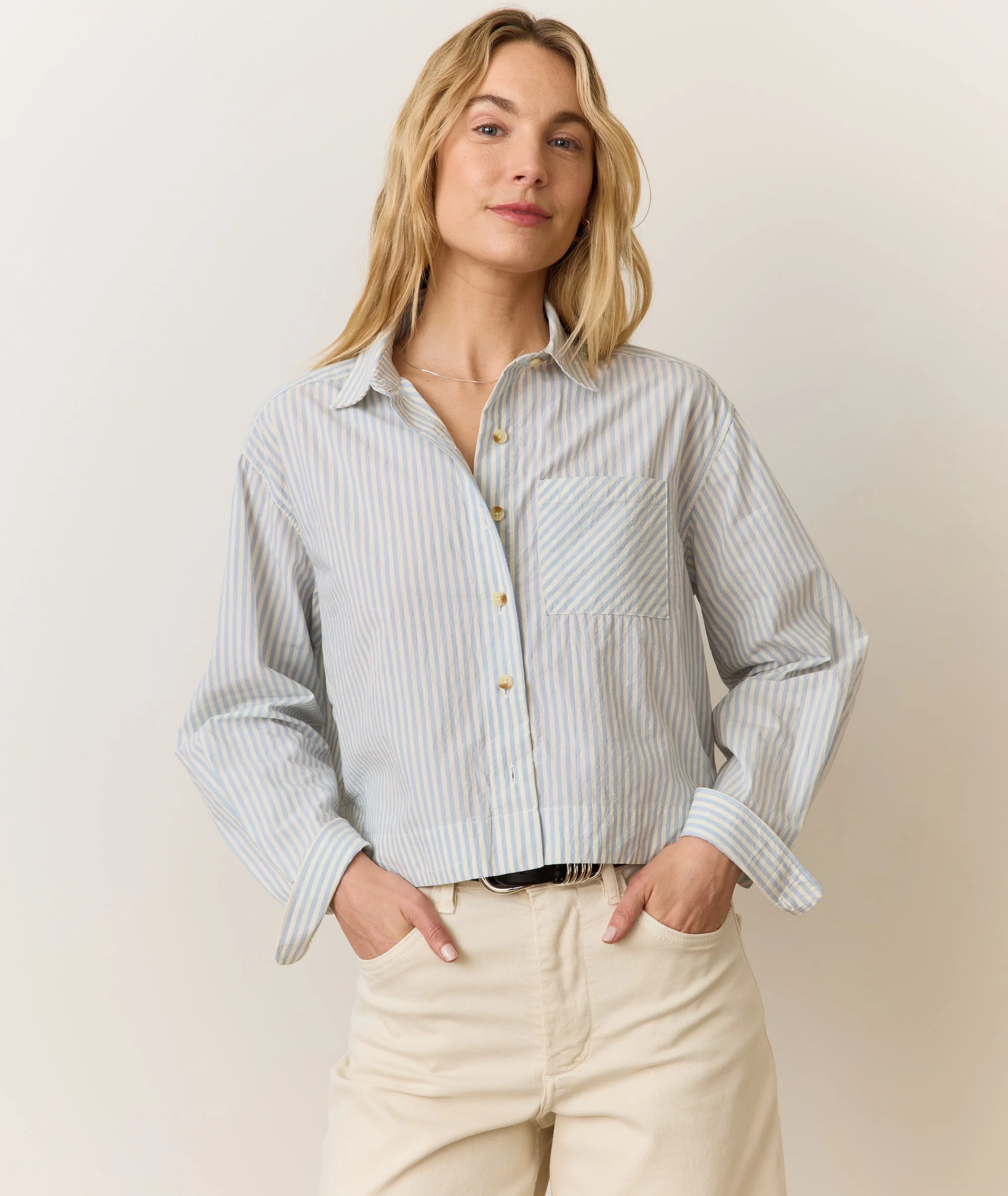Mia Cropped Shirt in Cali Poplin