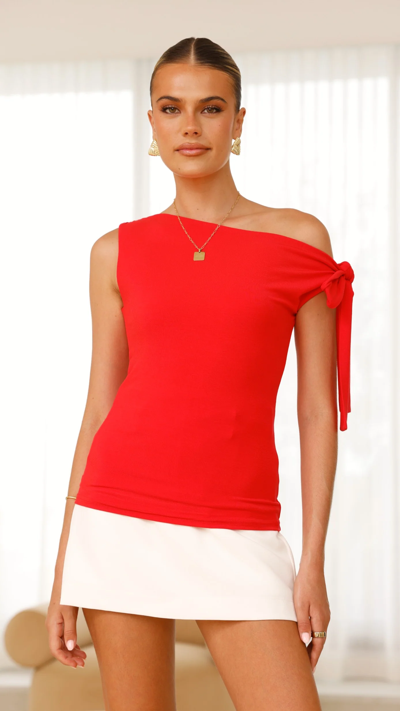 Cavatina Off Shoulder Top - Red