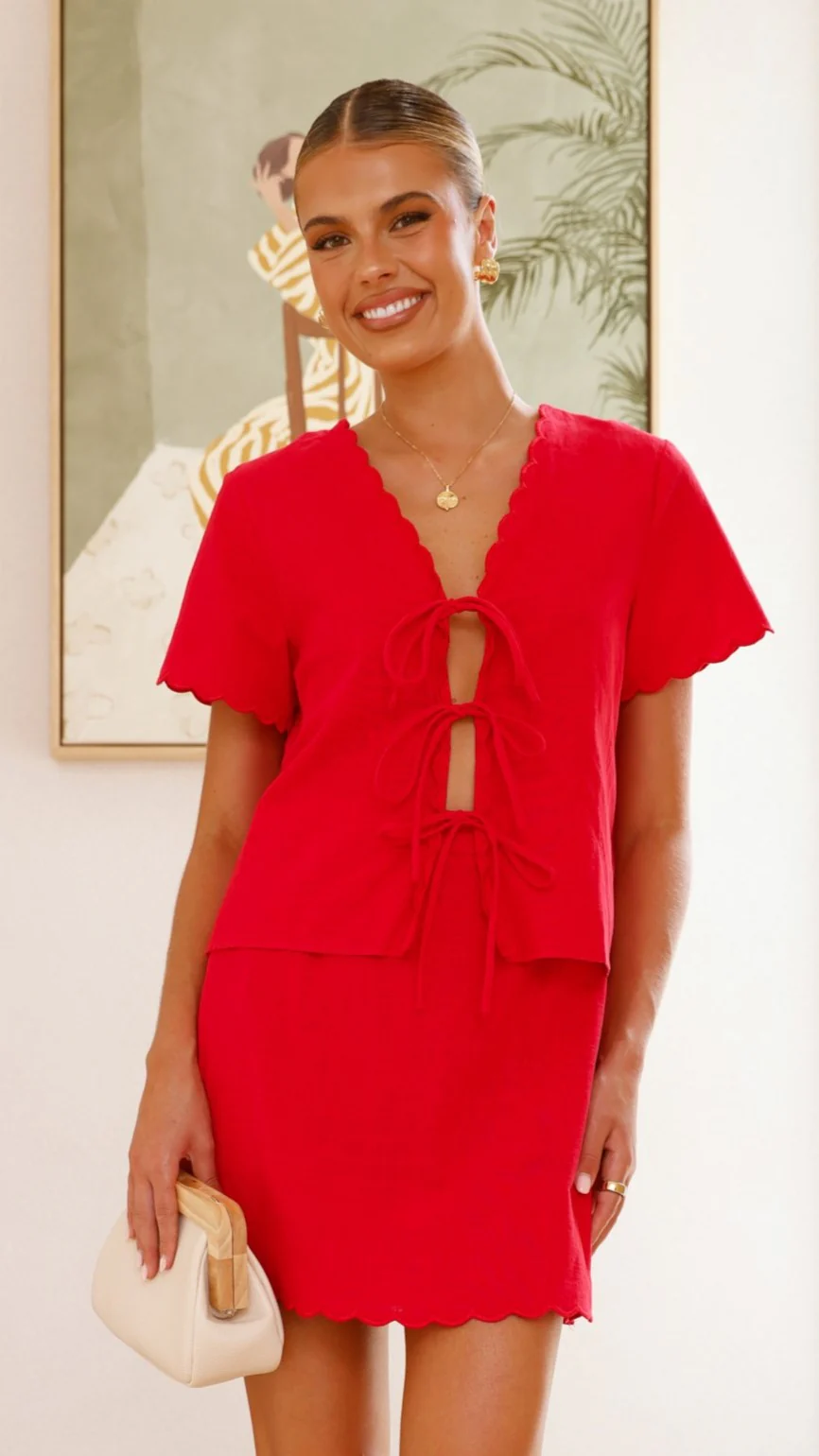 Colton Mini Skirt - Red