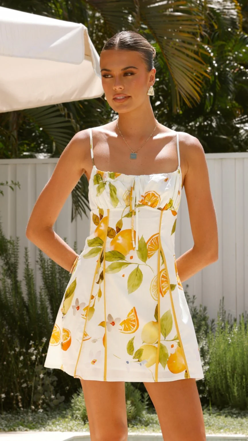 Agatha Mini Dress - Yellow Print