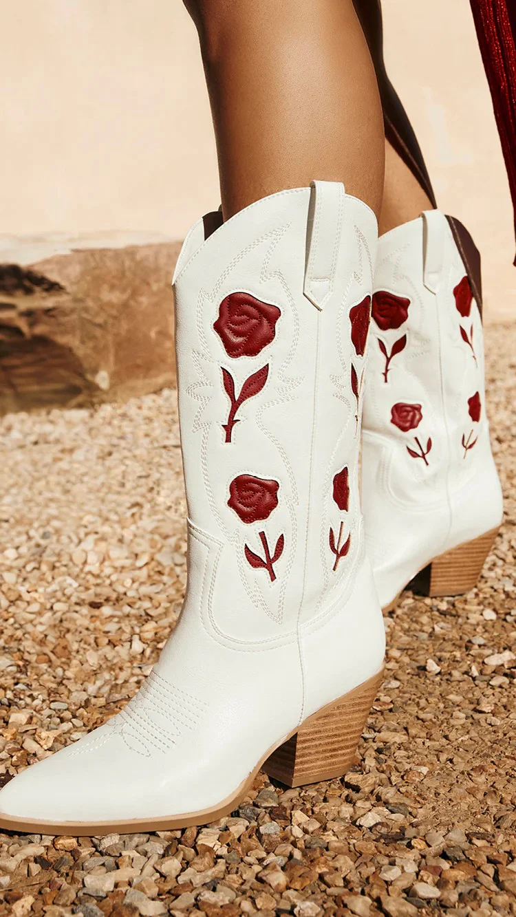 Arden Boots - White-Garnet