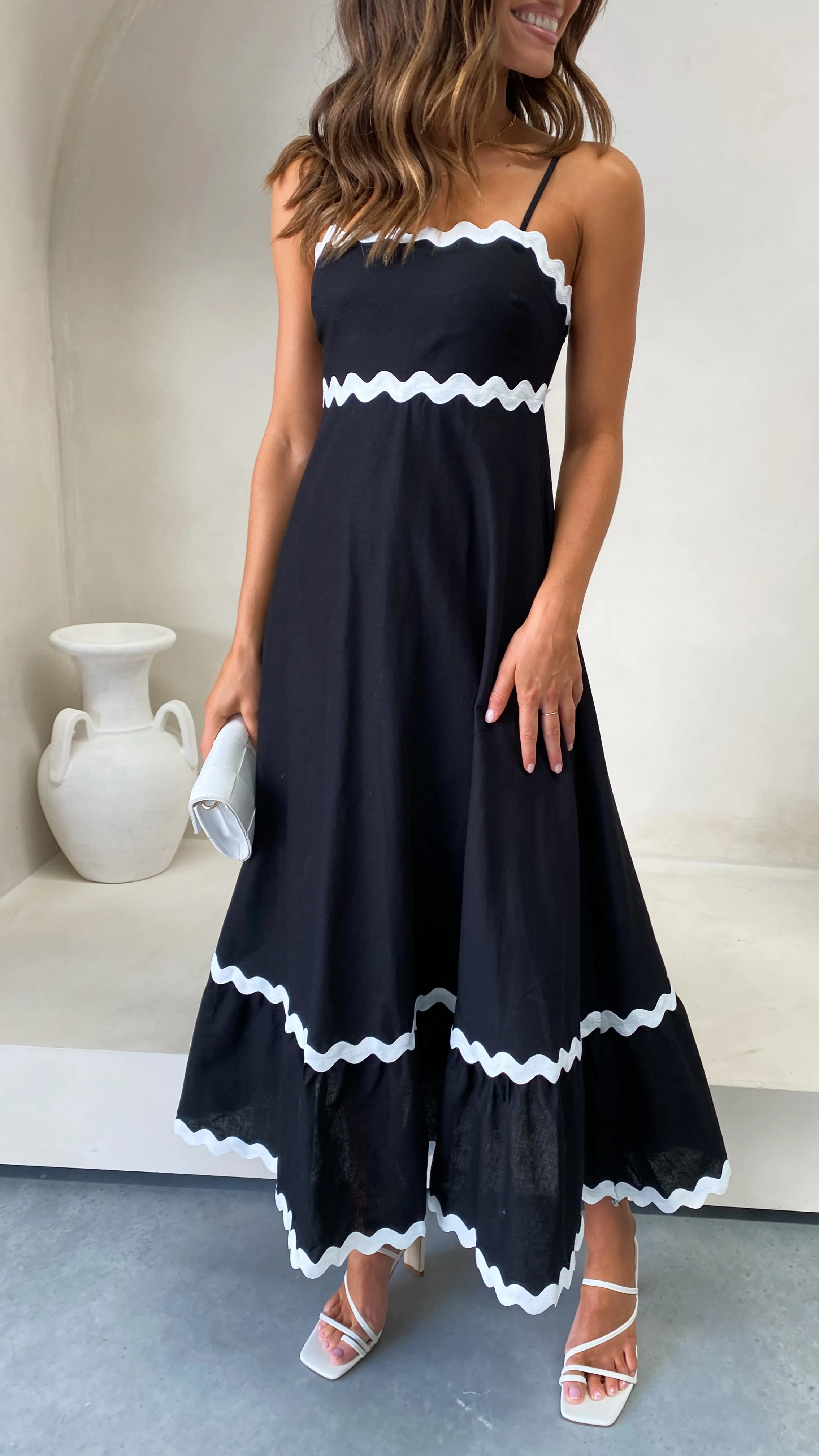 Brodey Midi Dress - Black / White