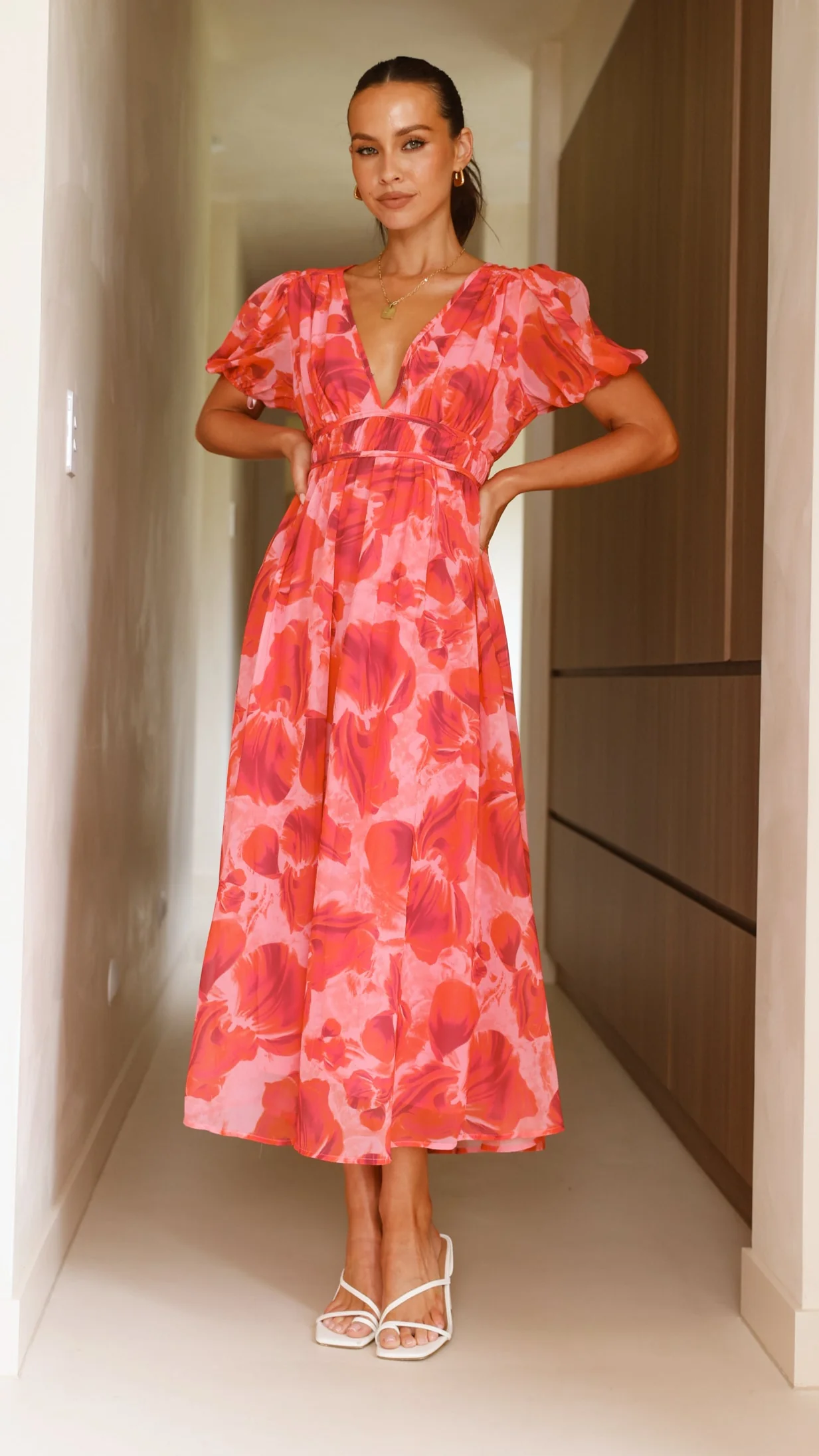 Ilah Maxi Dress - Red/Pink