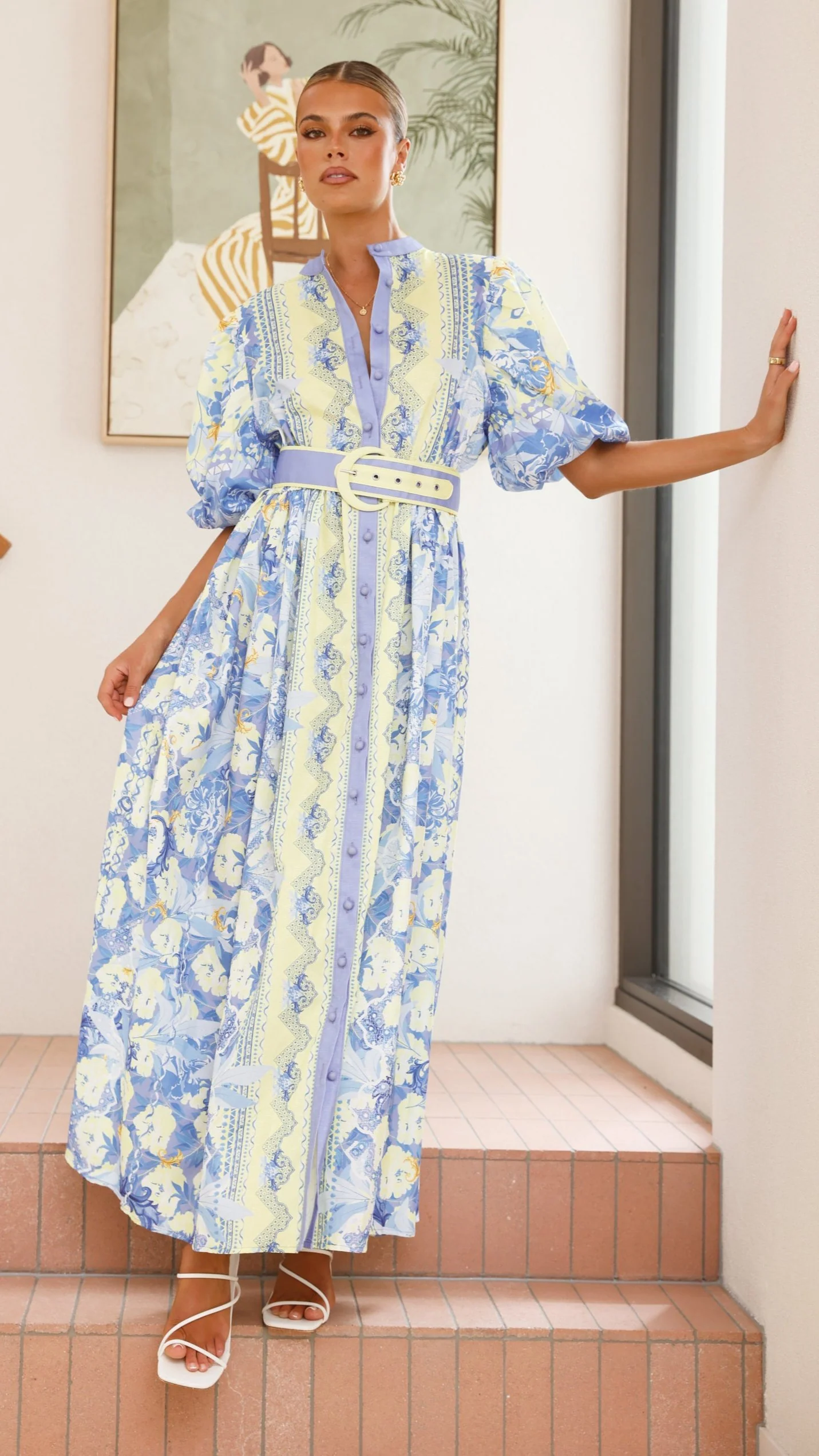 Claudelle Maxi Dress - Blue/Yellow