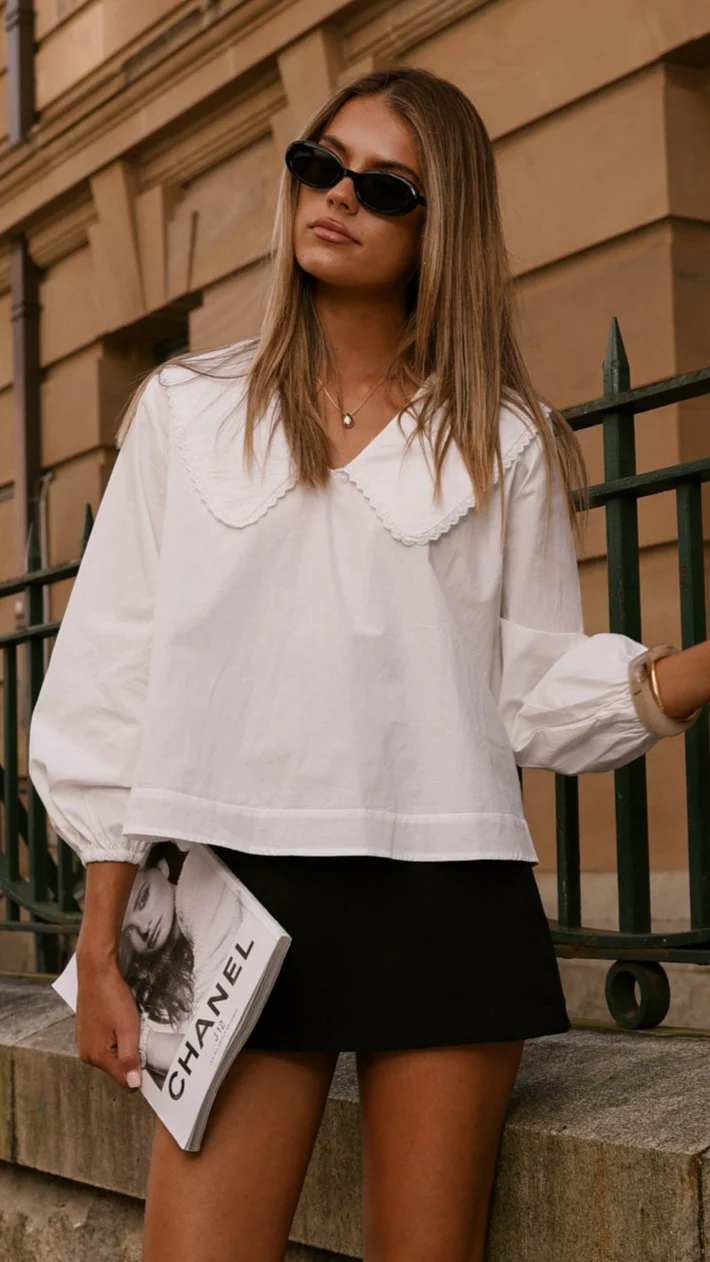 Blaire Collared Top - White