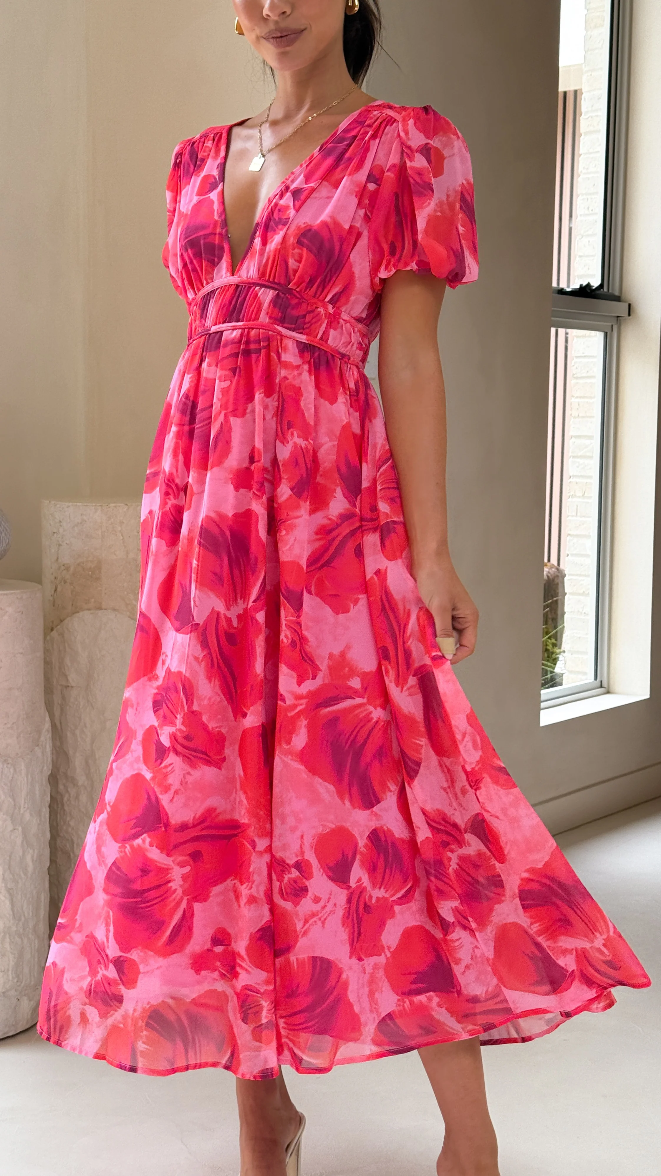 Ilah Maxi Dress - Red/Pink