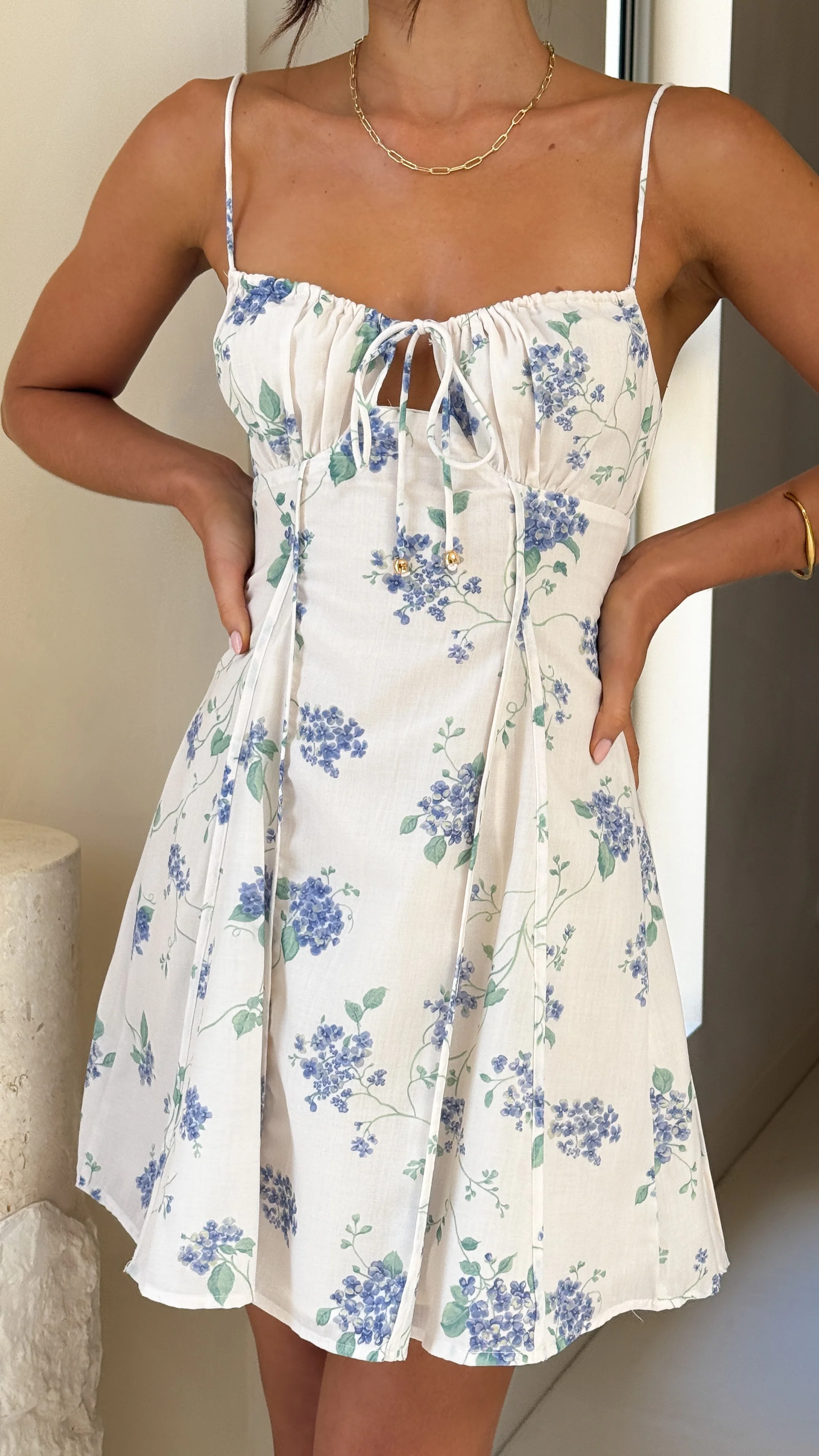 Bree Mini Dress - Blue Floral