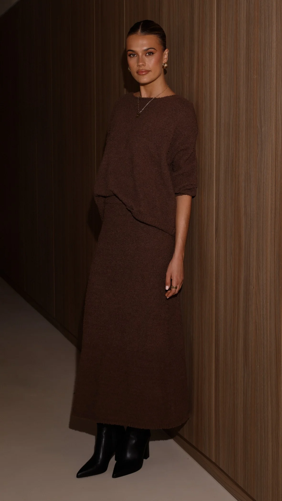 Cohen Knit Midi Skirt - Chocolate