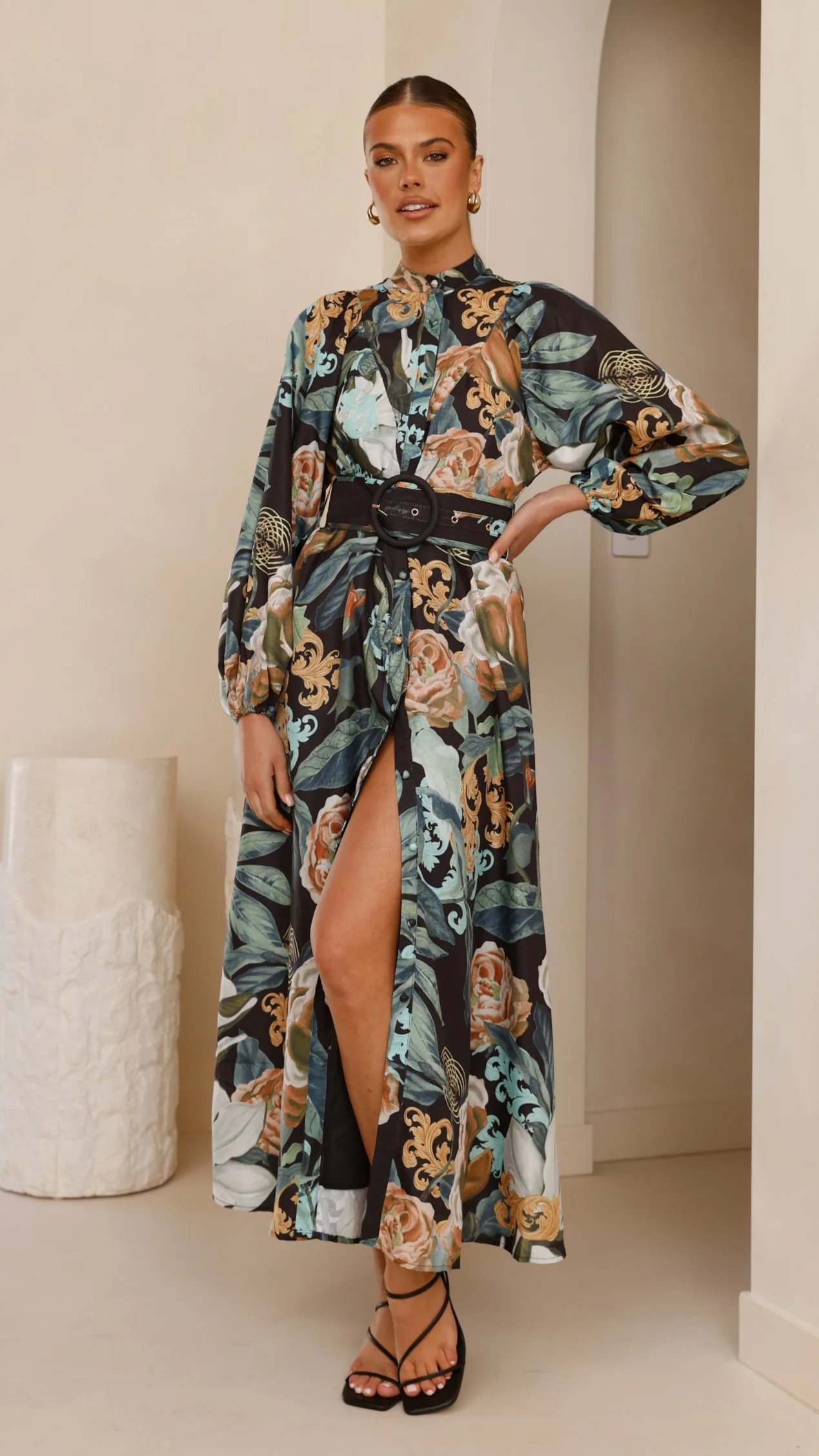 Carmal Long Sleeve Maxi Dress - Donatella Noir