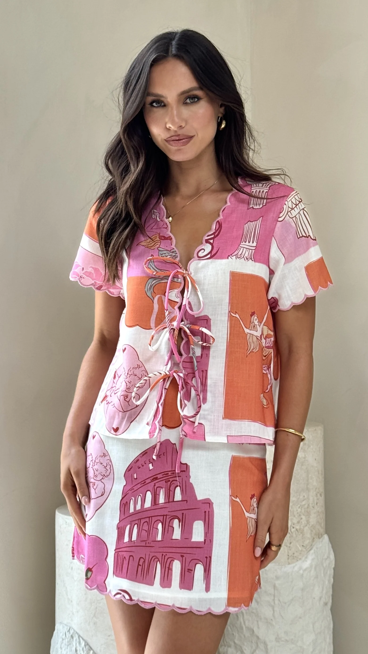 Colton Mini Skirt - Pink/White