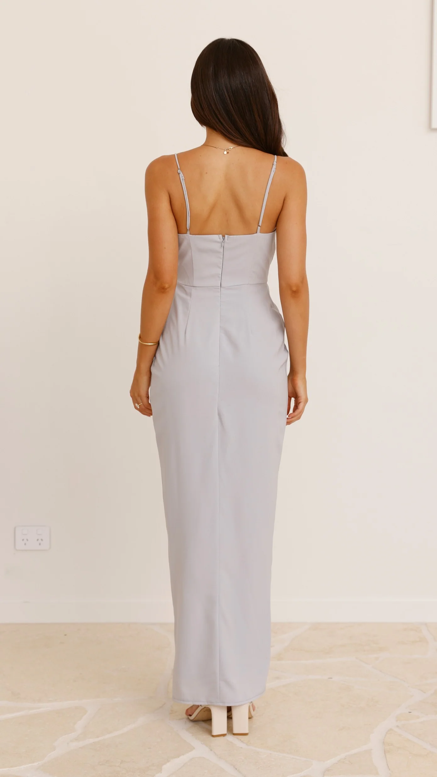 Charlotte Draped Maxi Dress - Silver