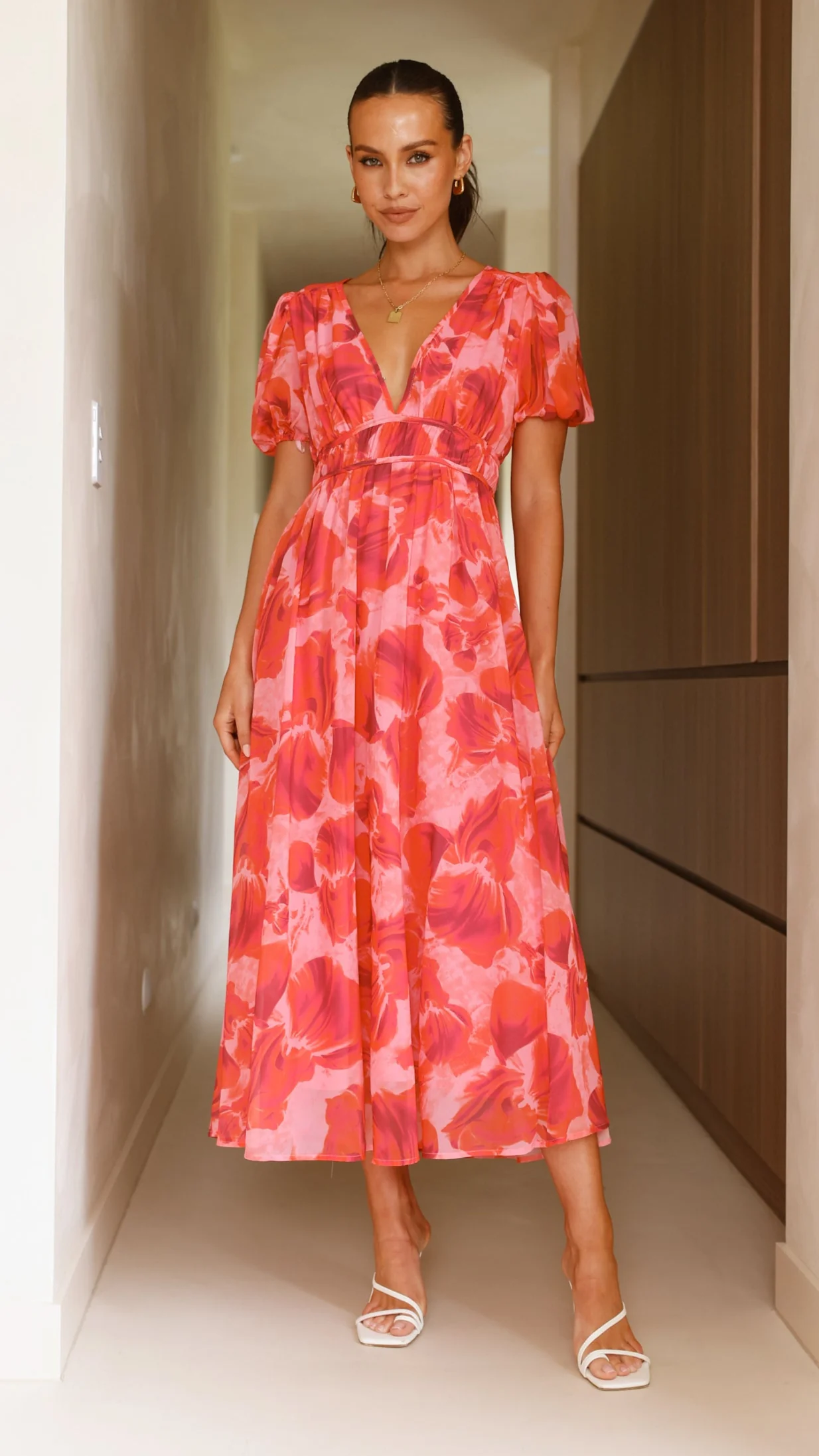 Ilah Maxi Dress - Red/Pink