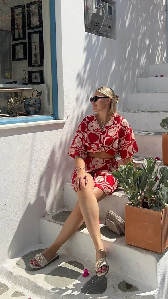 Abilene Wrap Mini Skirt - Red / White