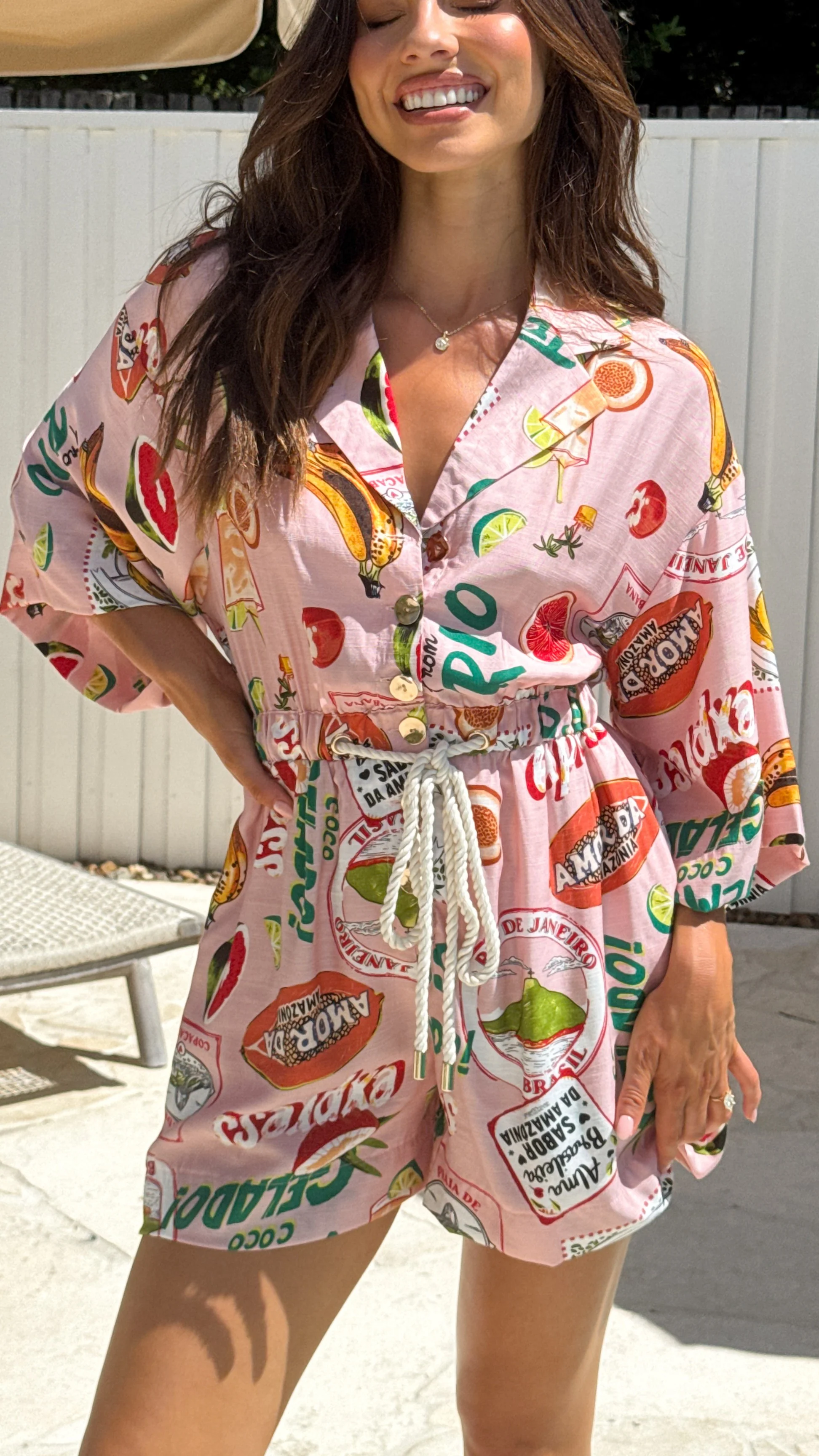 Cassia Playsuit - Rio Pink