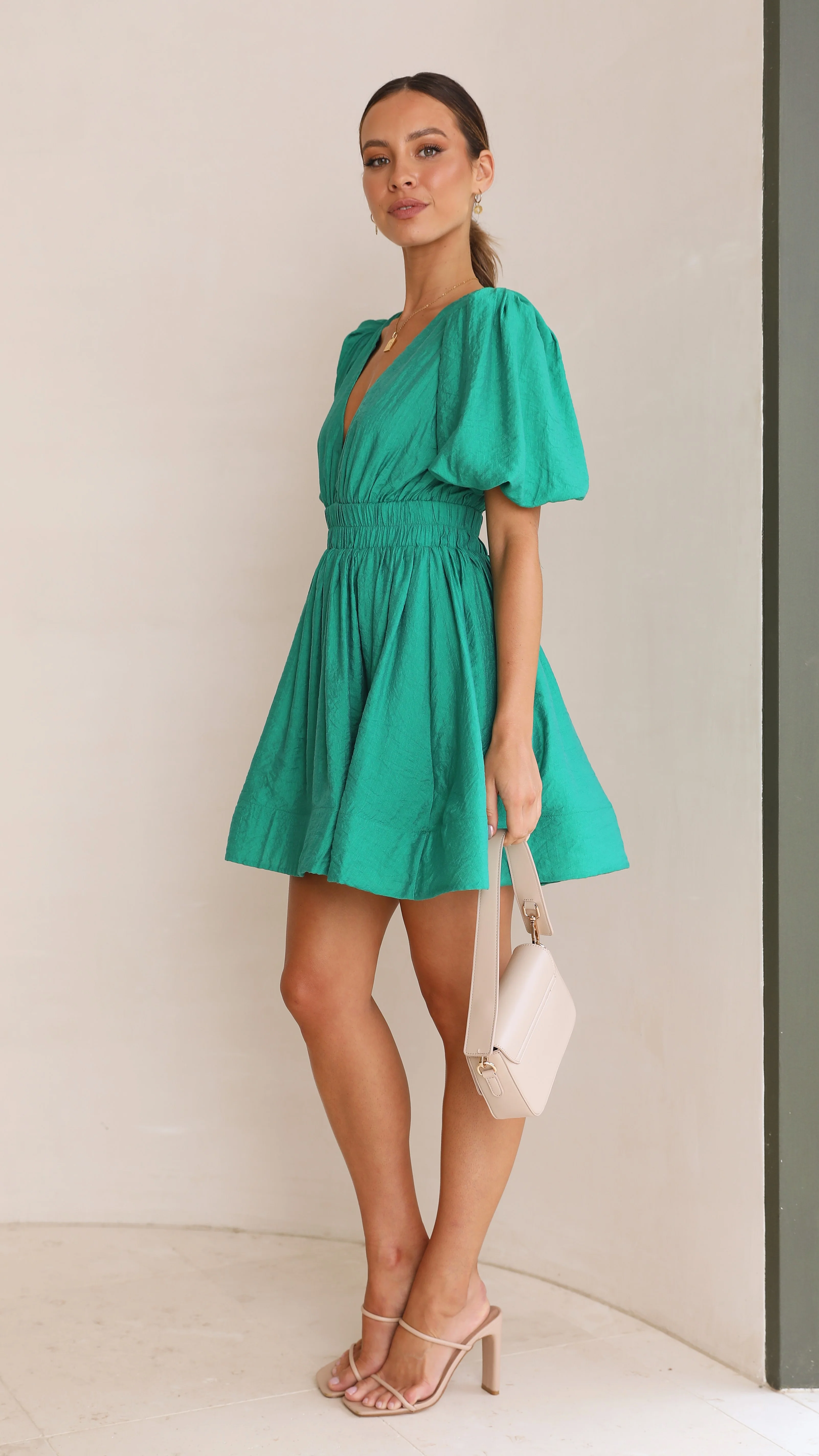 Erin Mini Dress - Emerald