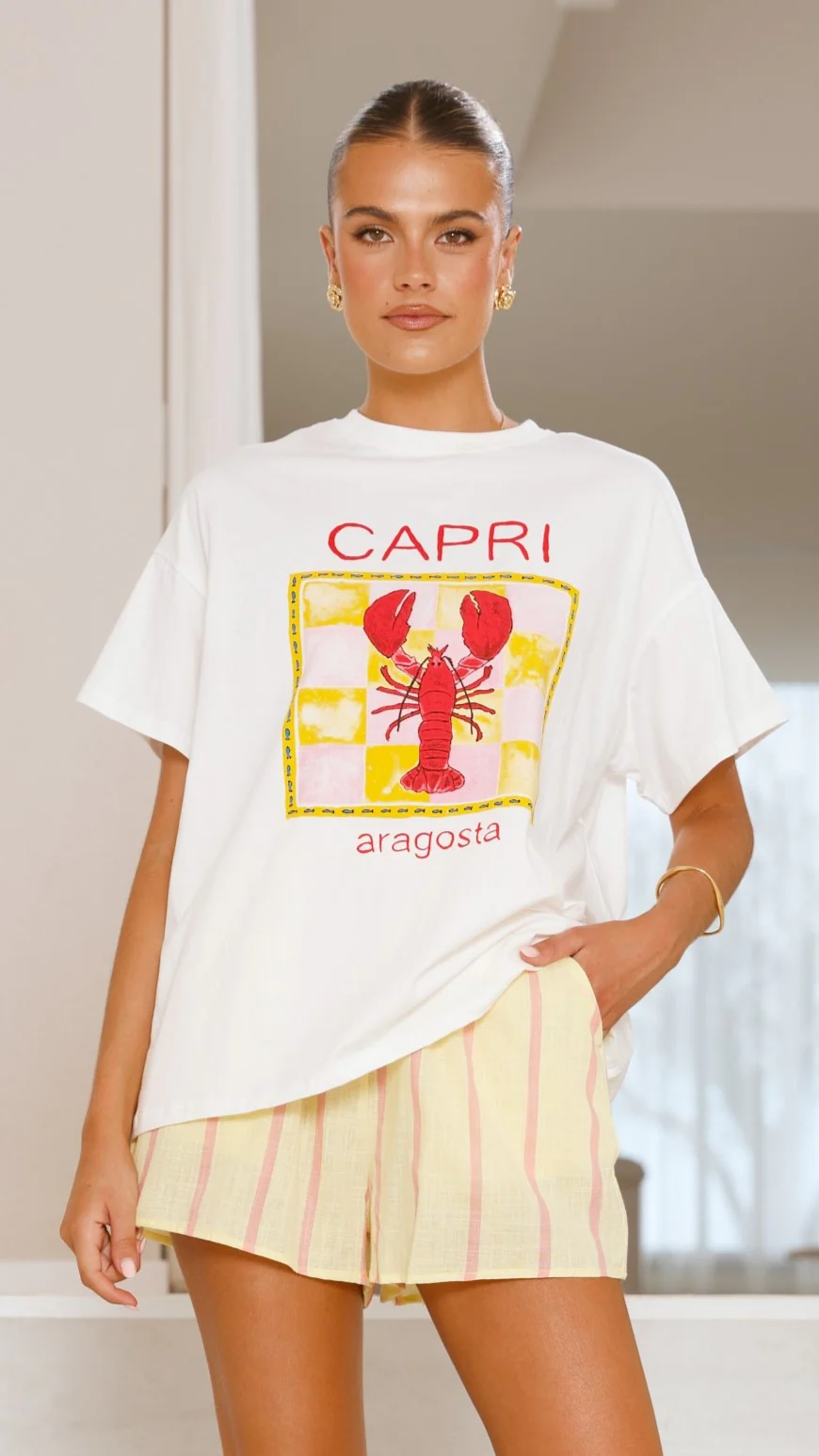 Capri Top and Shorts Set - White/Yellow