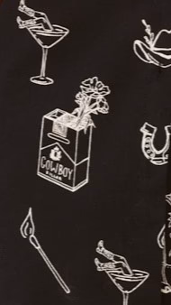 Charli Button Up Shirt and Shorts Set - Black/Beige Cowboy Print