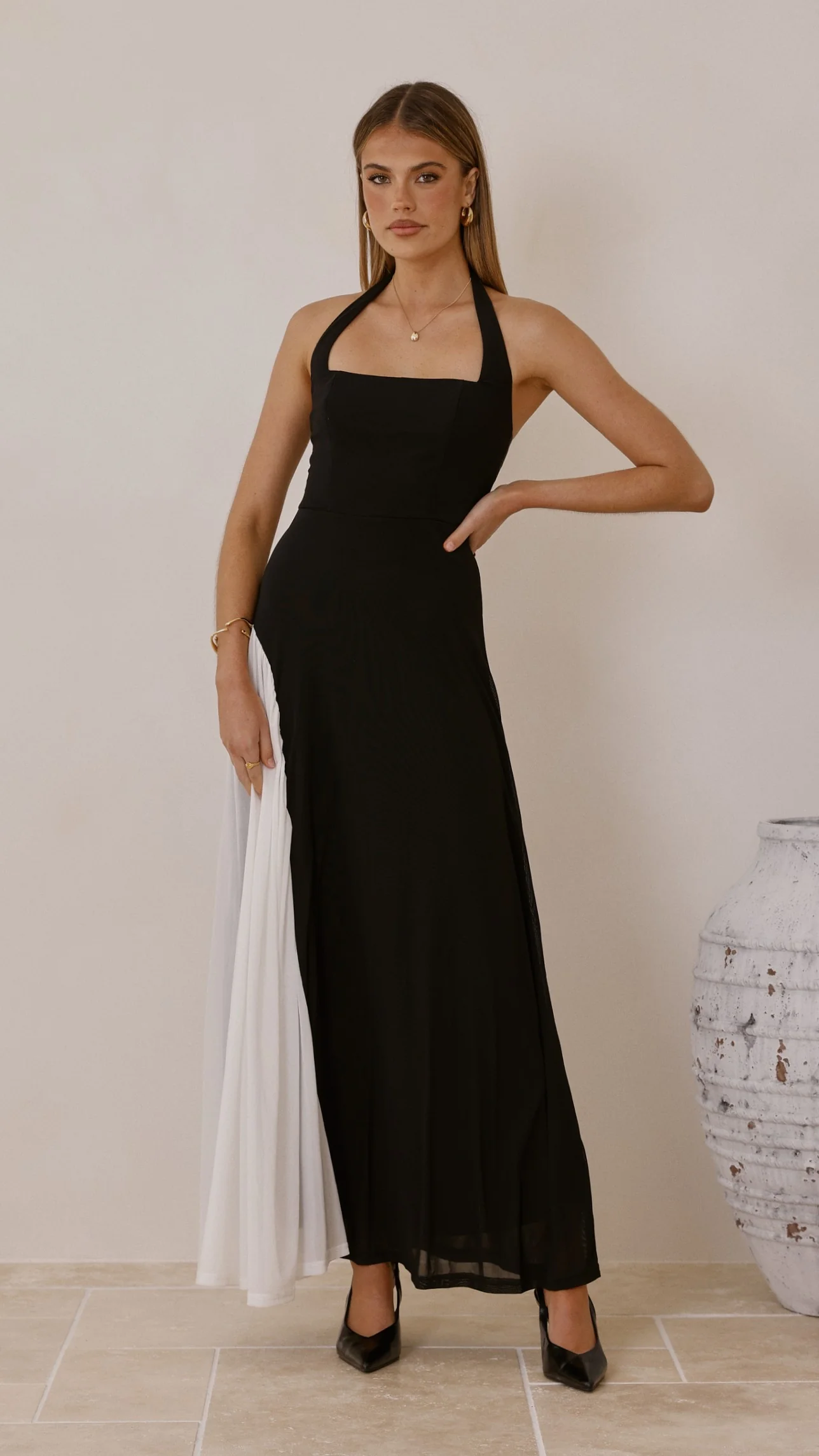 Cia Maxi Dress - Black/White