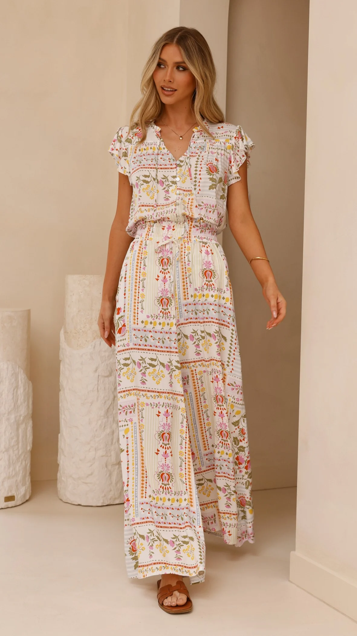 Lesley Short Sleeve Top - Leah Print