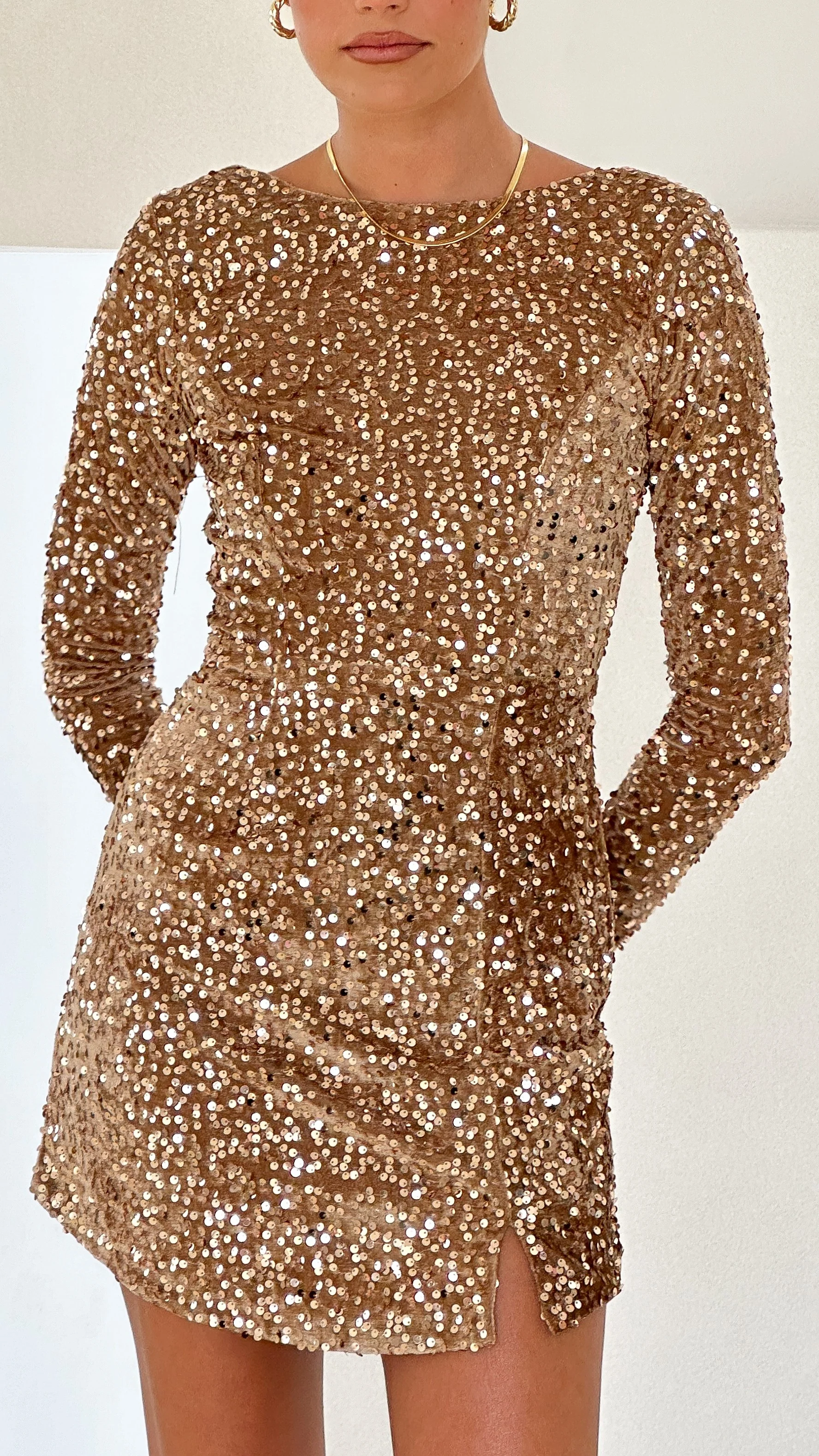 Felicia Mini Dress - Gold