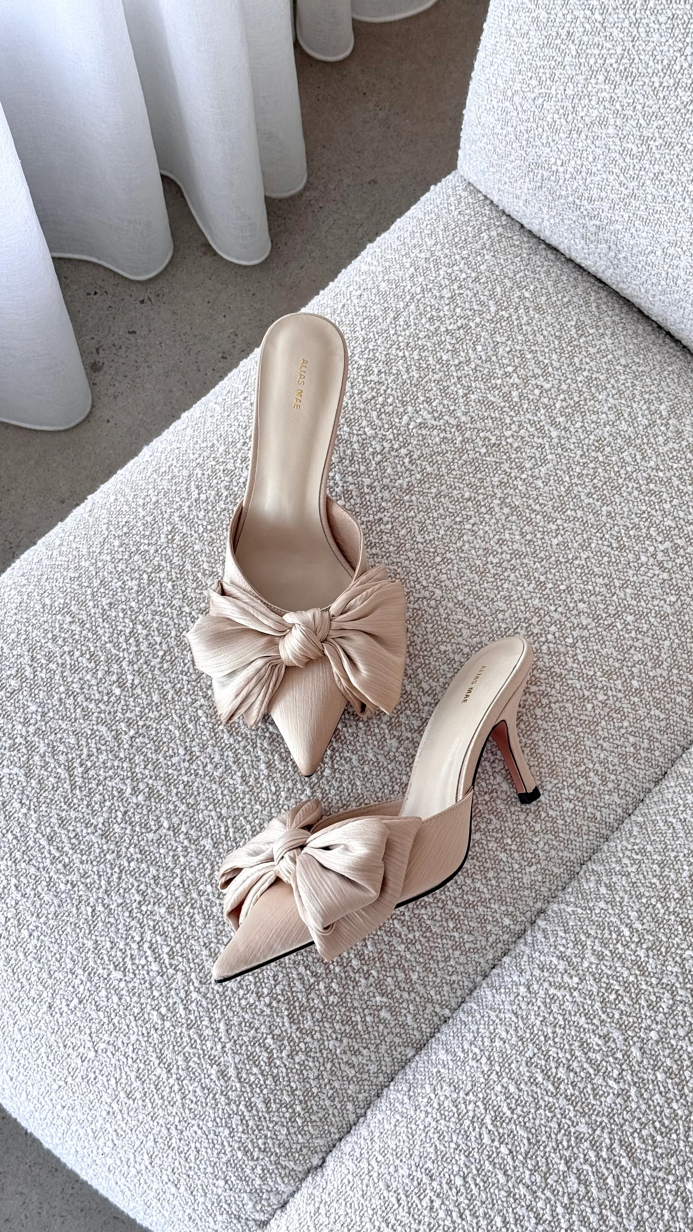 Fae Heel - Champagne Satin