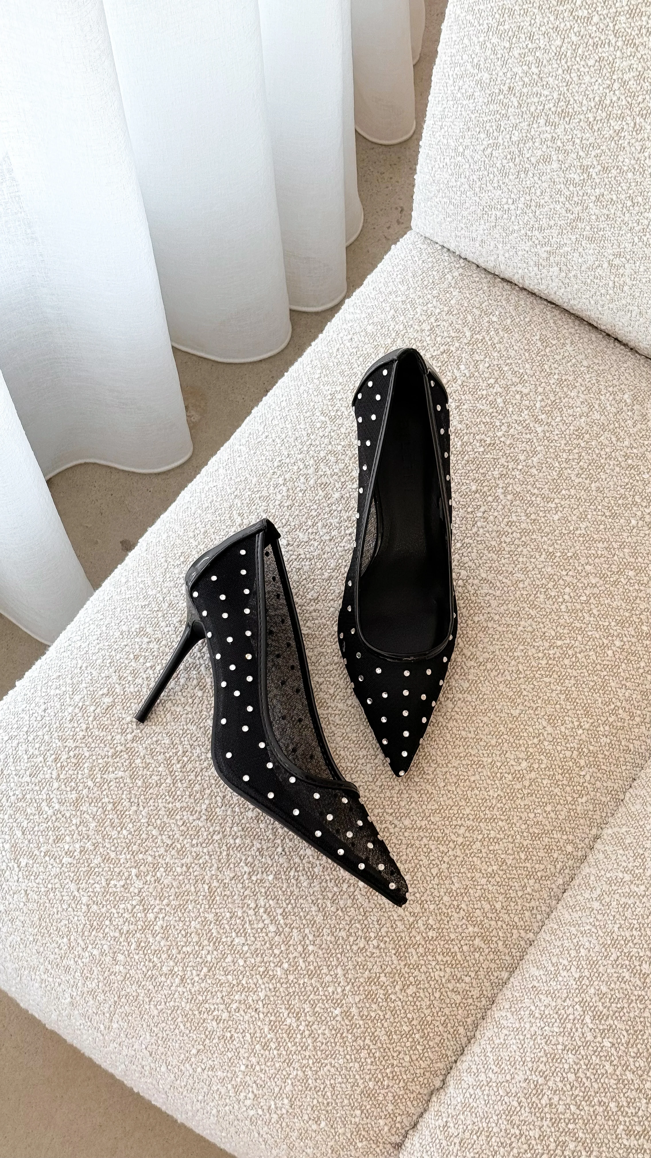 Lee Heels - Black Mesh Diamante