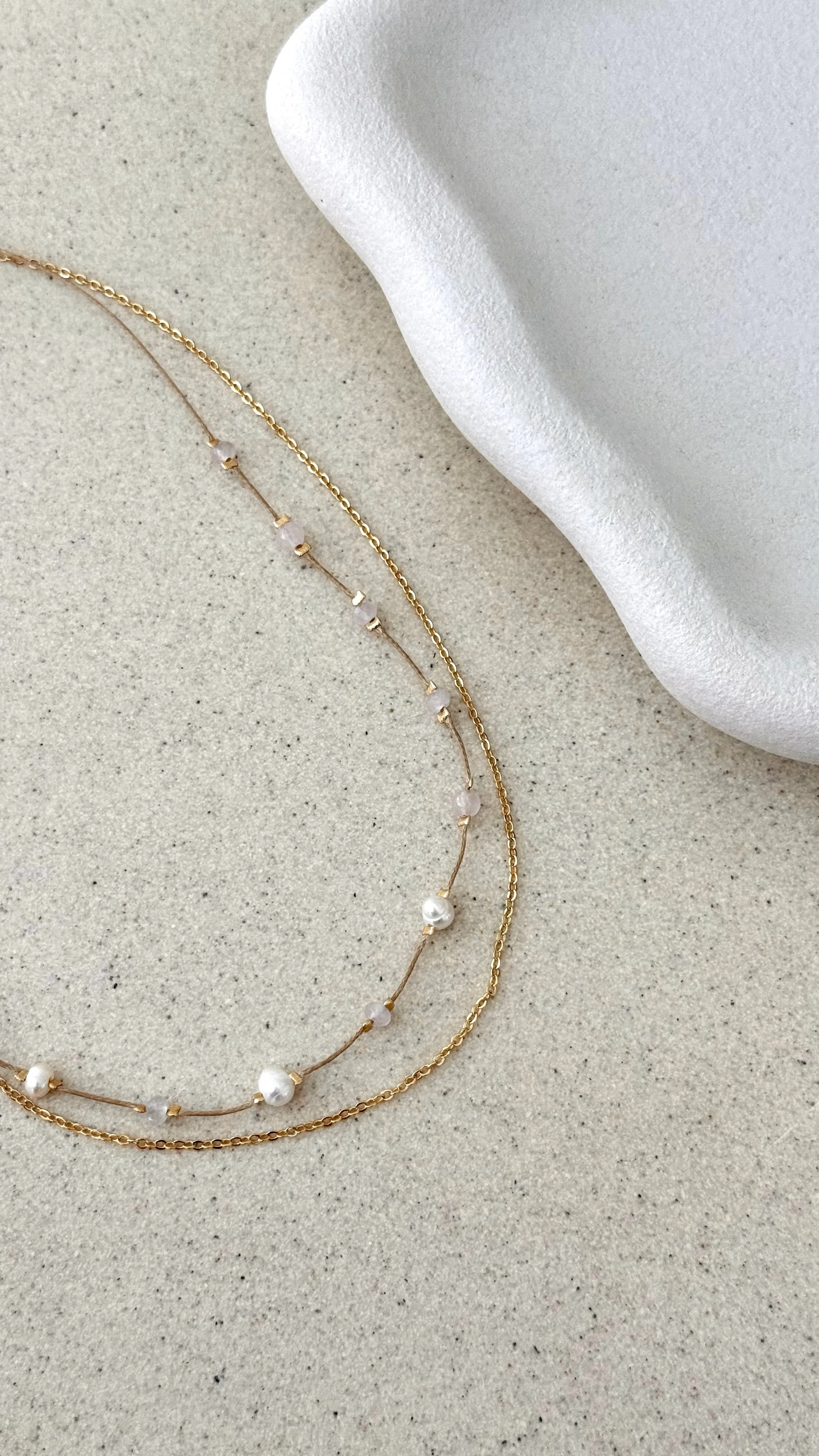 Chain Double Layer Necklace - Pink / Gold