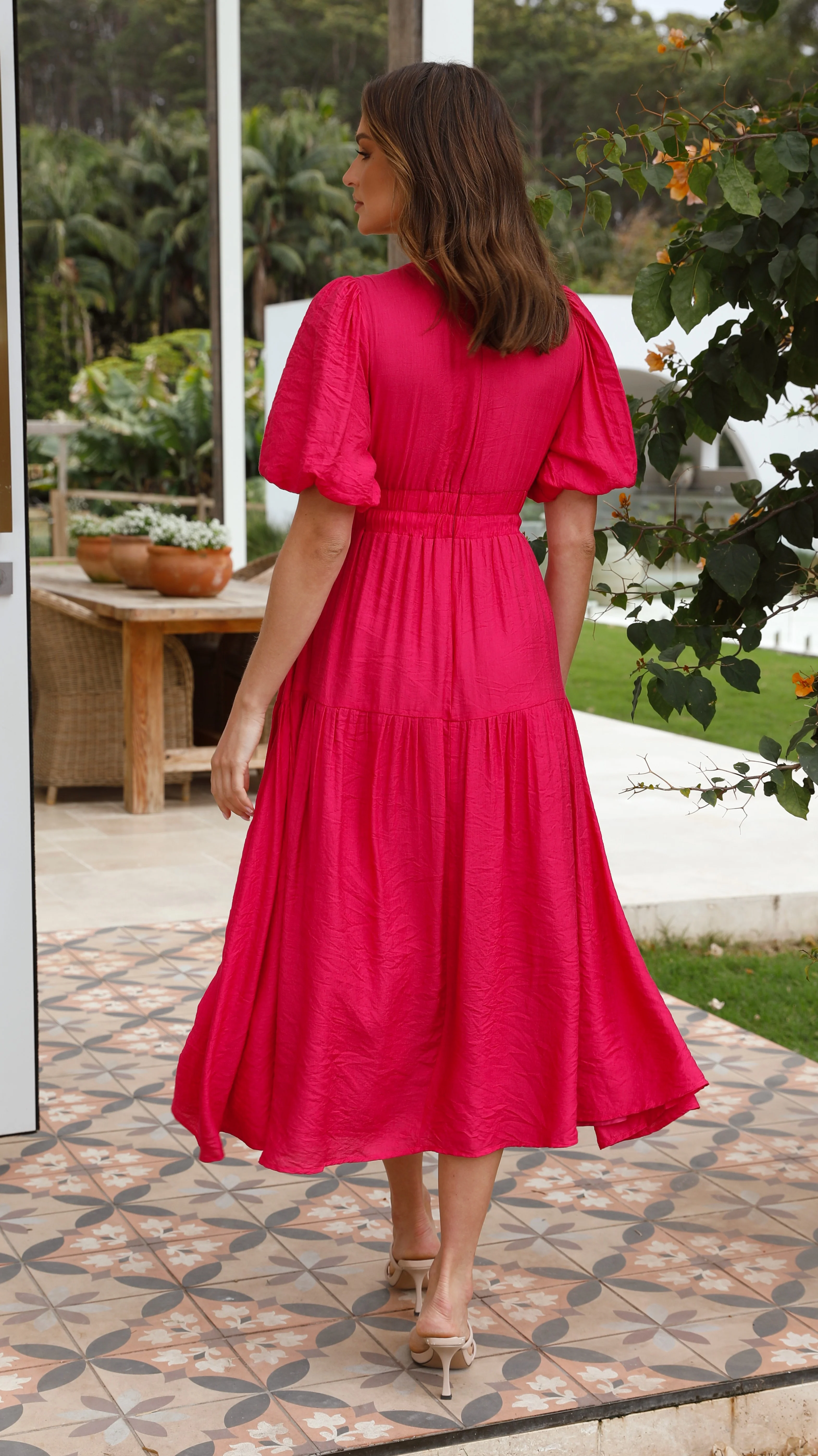 Erin Midi Dress - Magenta